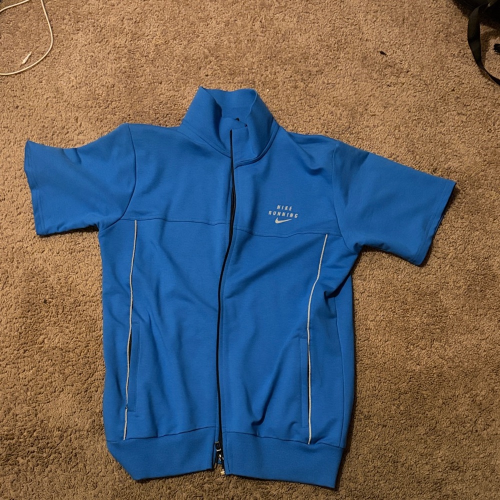 Nike Blue Short-Sleeve Zip Running Jacket